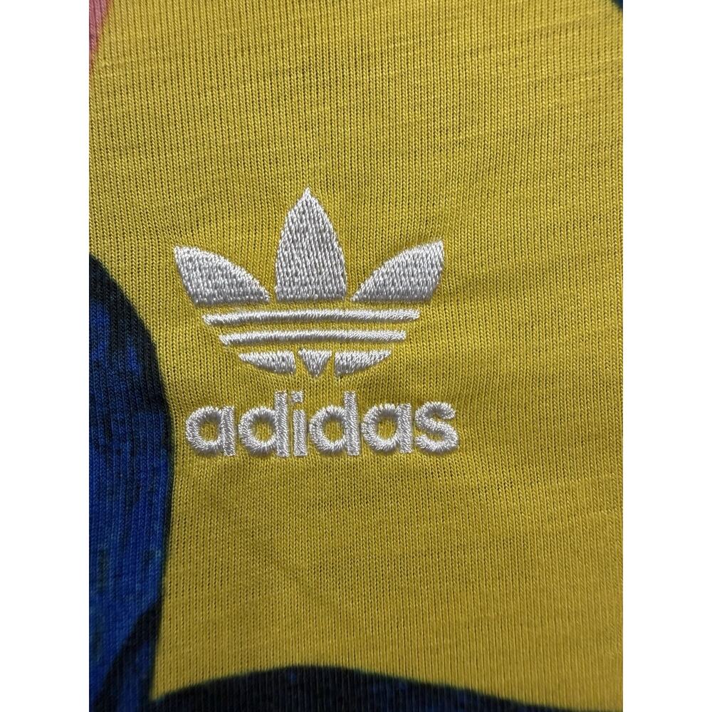 Adidas x FARM Rio Tropical Palm Leaf Print T-Shirt Dress Womens Blue - Size M - Picture 3 of 9